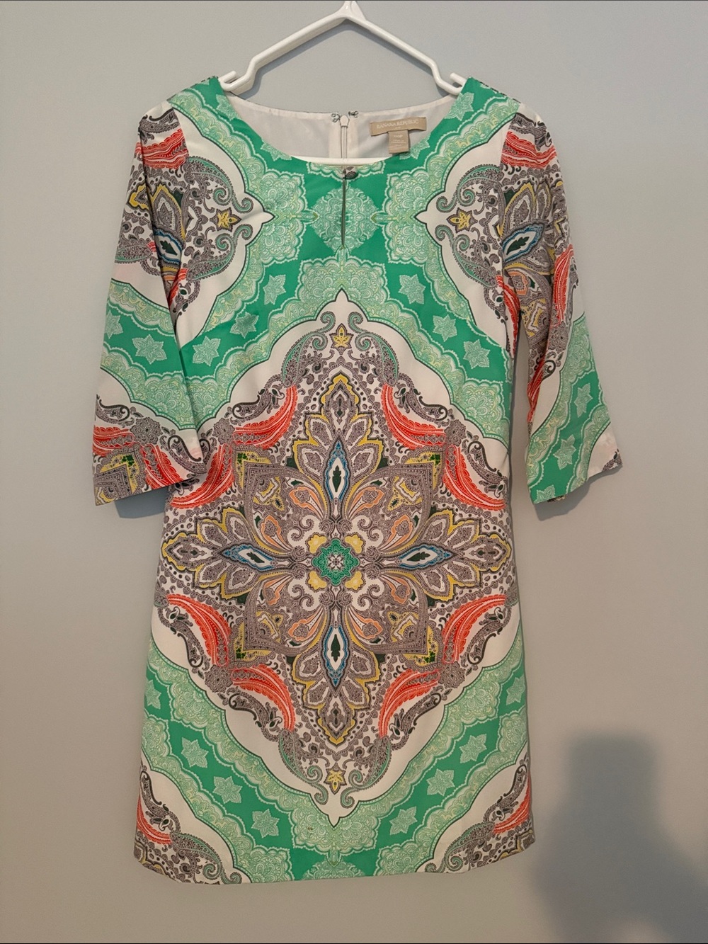 Banana Republic Multicolor Paisley Shift Dress - Green & Coral